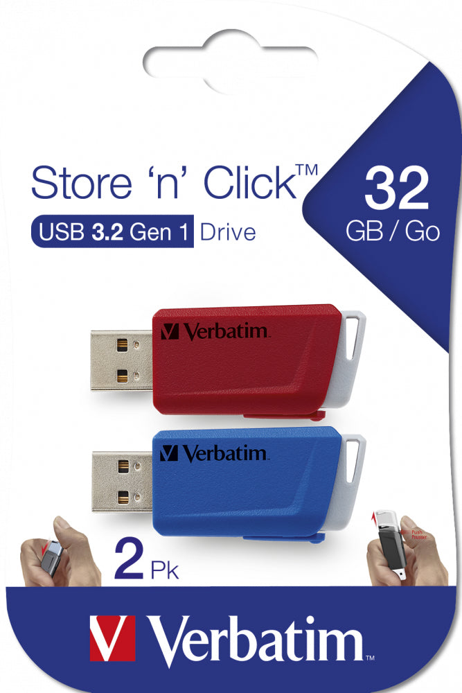 VERBATIM USB DRIVE 3.0 STORENCLICK 2X3