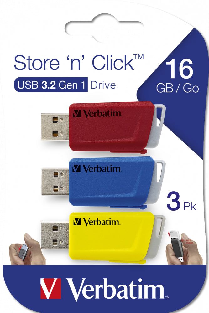 VERBATIM USB DRIVE 3.0 STORENCLICK 3X1