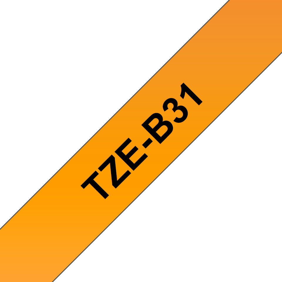 BROTHER P-TOUCH TZE-B31 noir sur neon orange 12mm