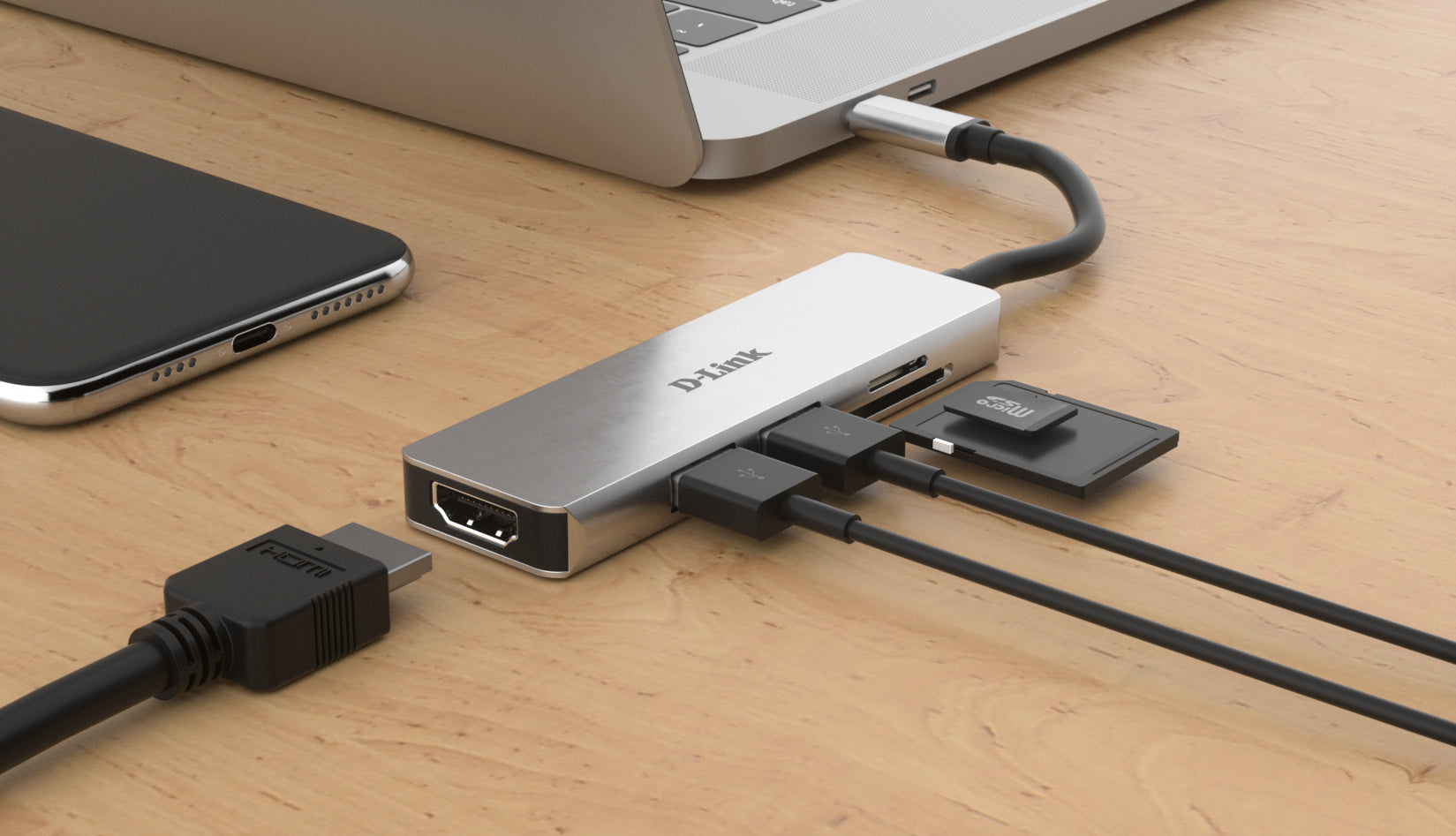 D-LINK USB-C 5-in-1 HDMI SD /microSD card reader