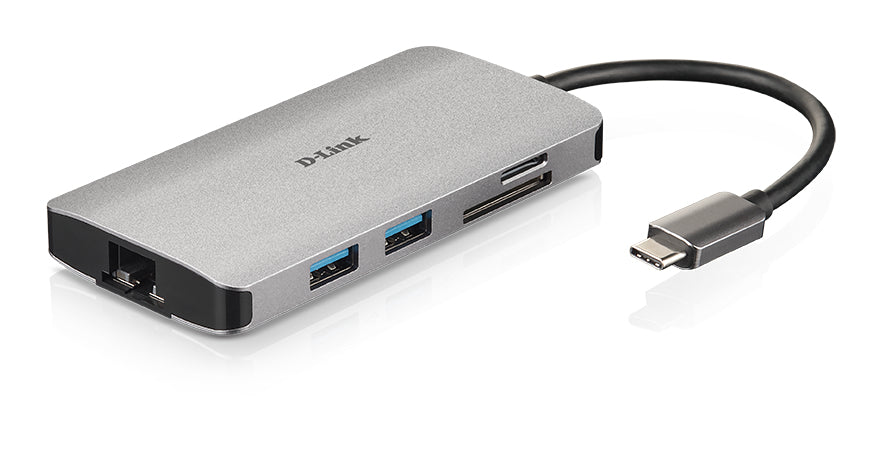 D-LINK USB-C 8-en-1 HDMI SD /microSD card reader and charging