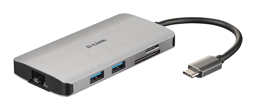 D-LINK USB-C 8-en-1 HDMI SD /microSD card reader and charging