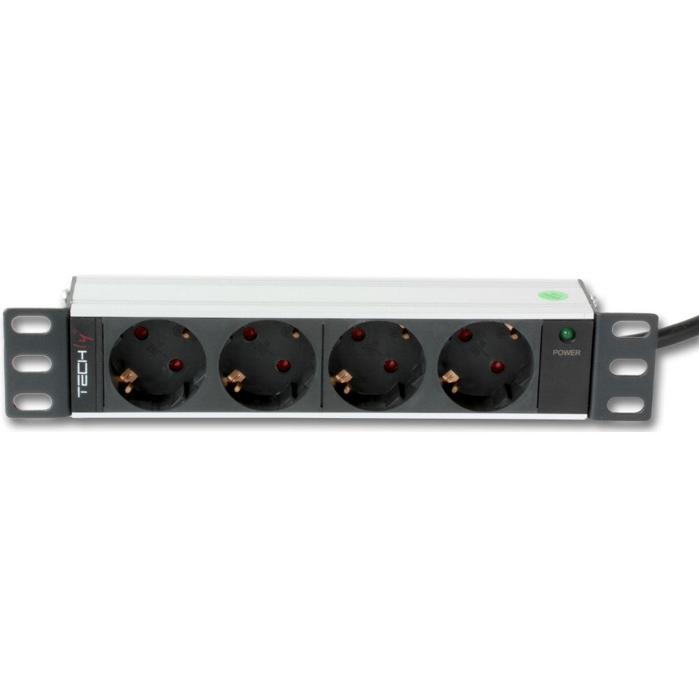 Techly I-CASE M10-4D Multiprise 10' 1U X4 - Prises Schuko