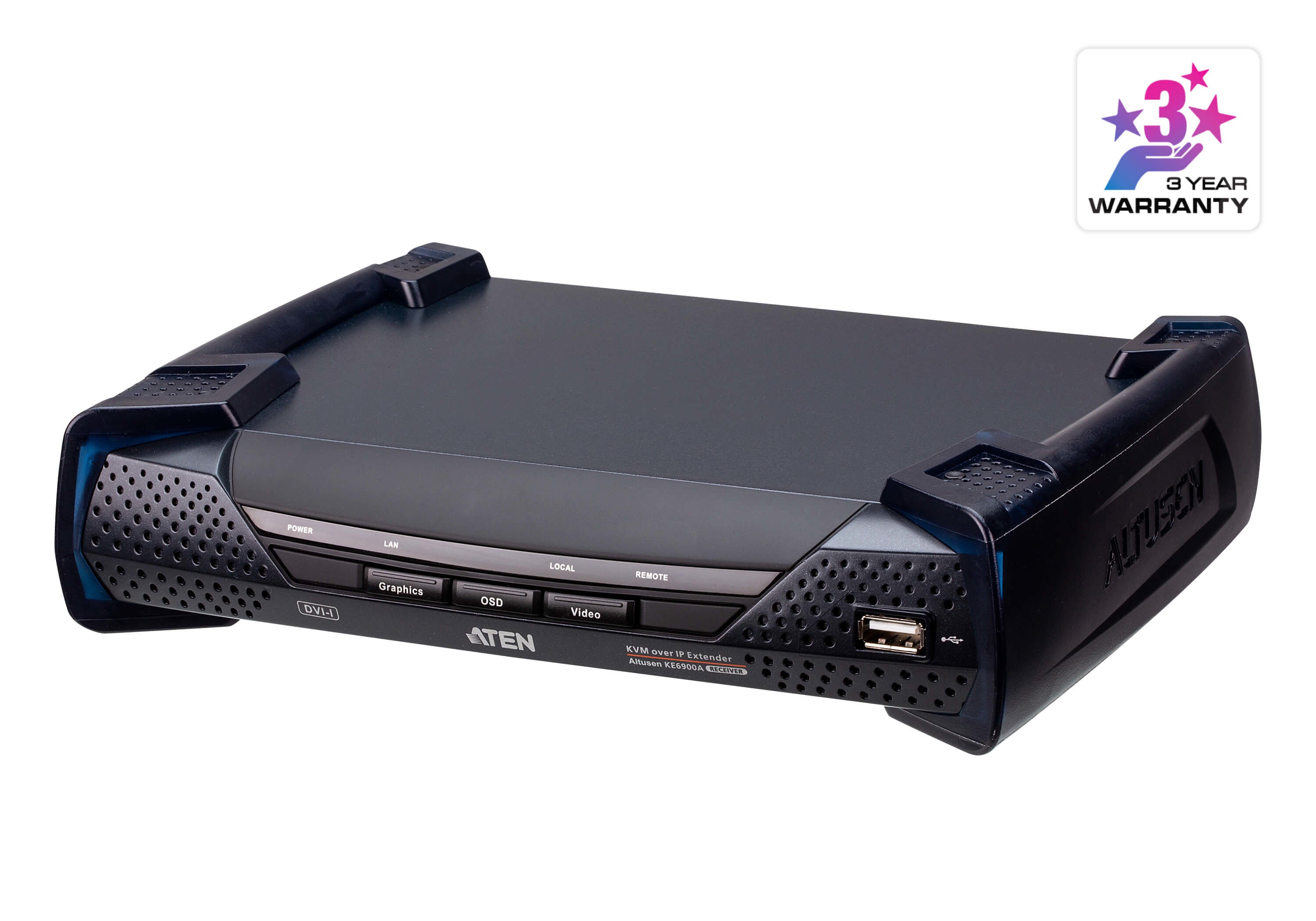 ATEN KE6900AR Contrôle à distance Récepteur KVM DVI/USB sur IP & Fibre