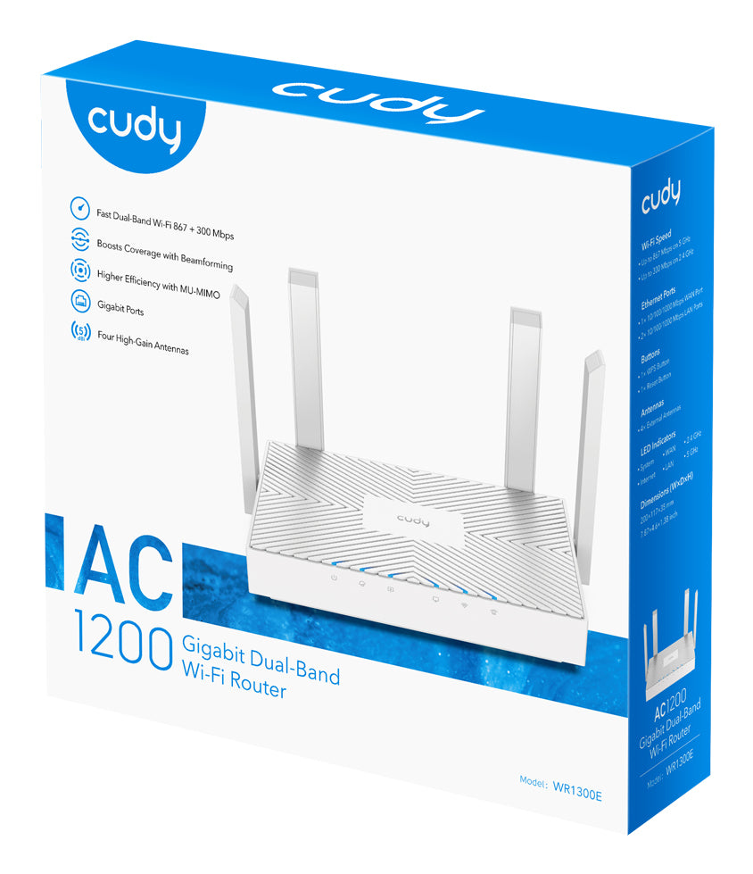 Cudy WR1300E routeur sans fil Gigabit Ethernet Bi-bande (2,4 GHz / 5 GHz) Blanc