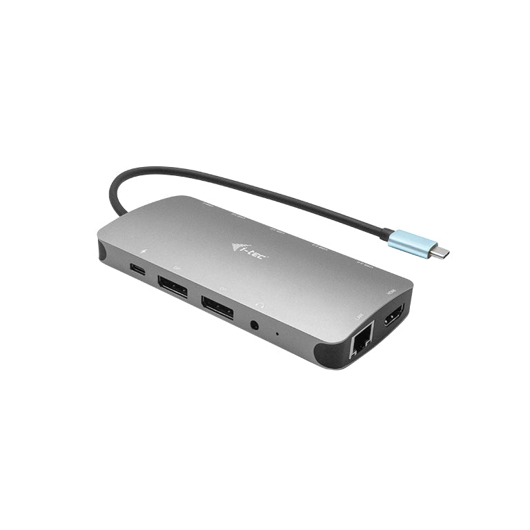 I-TEC USB-C Metal Nano Dock 2xDP 1xHDMI 1xGLAN 1xAudio/Mic 2xUSB 3.1 2xUSB 2.0 1xUSB-C Data 1xUSB-C, sans alimentation fournie