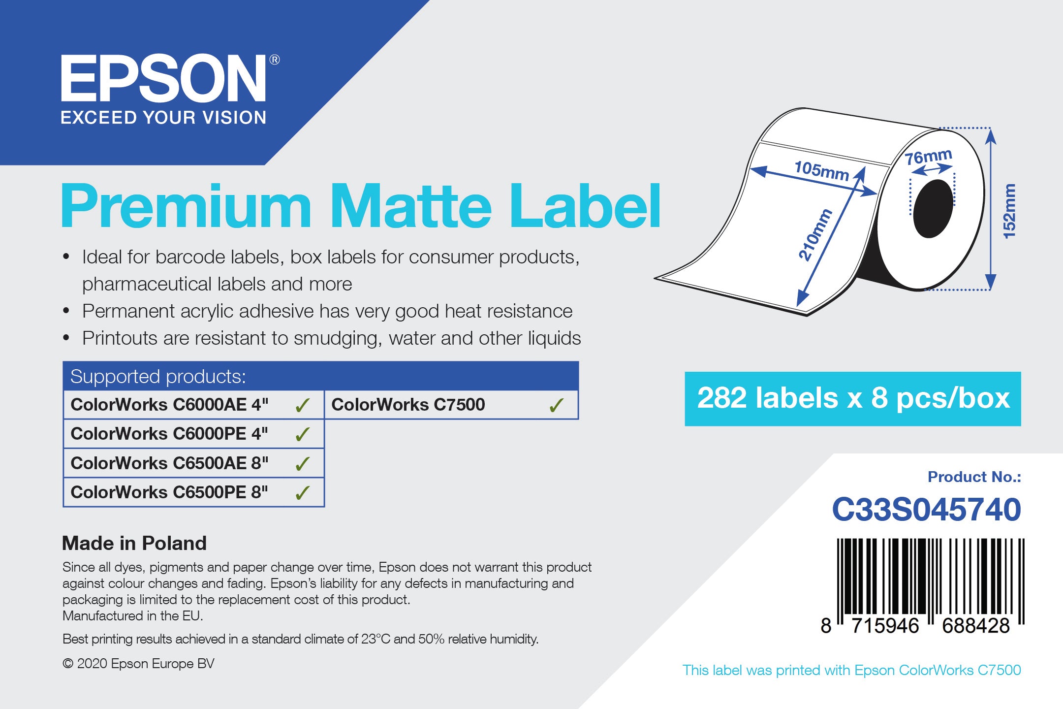 Epson C33S045740 étiquette a imprimer Imprimante d'étiquette adhésive