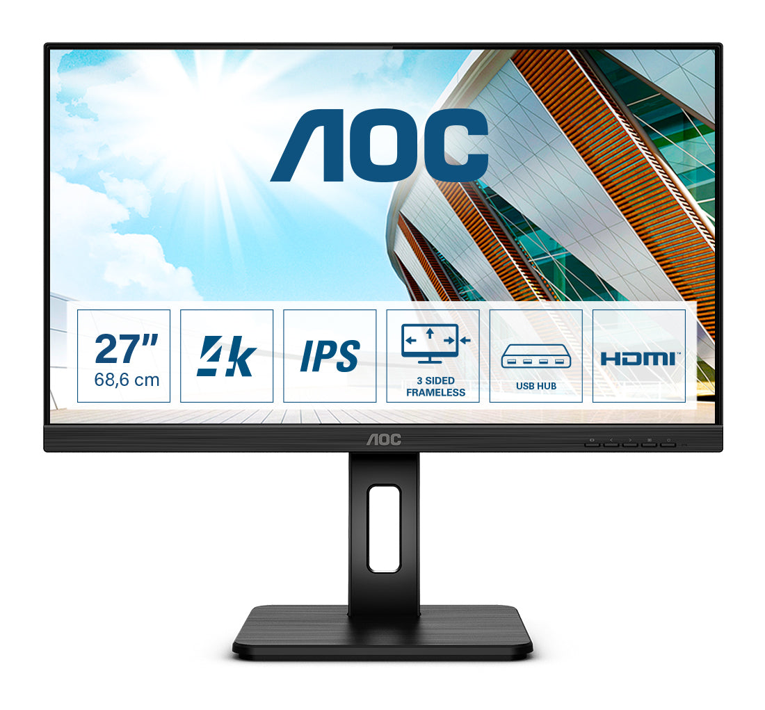 AOC U27P2 27p UHD 4K Monitor USB VGA DVI HDMI