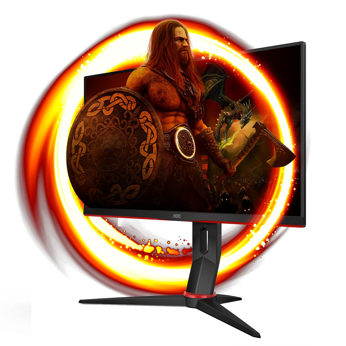 AOC 24G2ZU/BK 23.8p TN Flat FHD 1920x1080 240Hz 1ms GtG FreeSync Premium USB HUB SPEAKERS DP 2xHDMI VESA 100x100 GAMING LINE