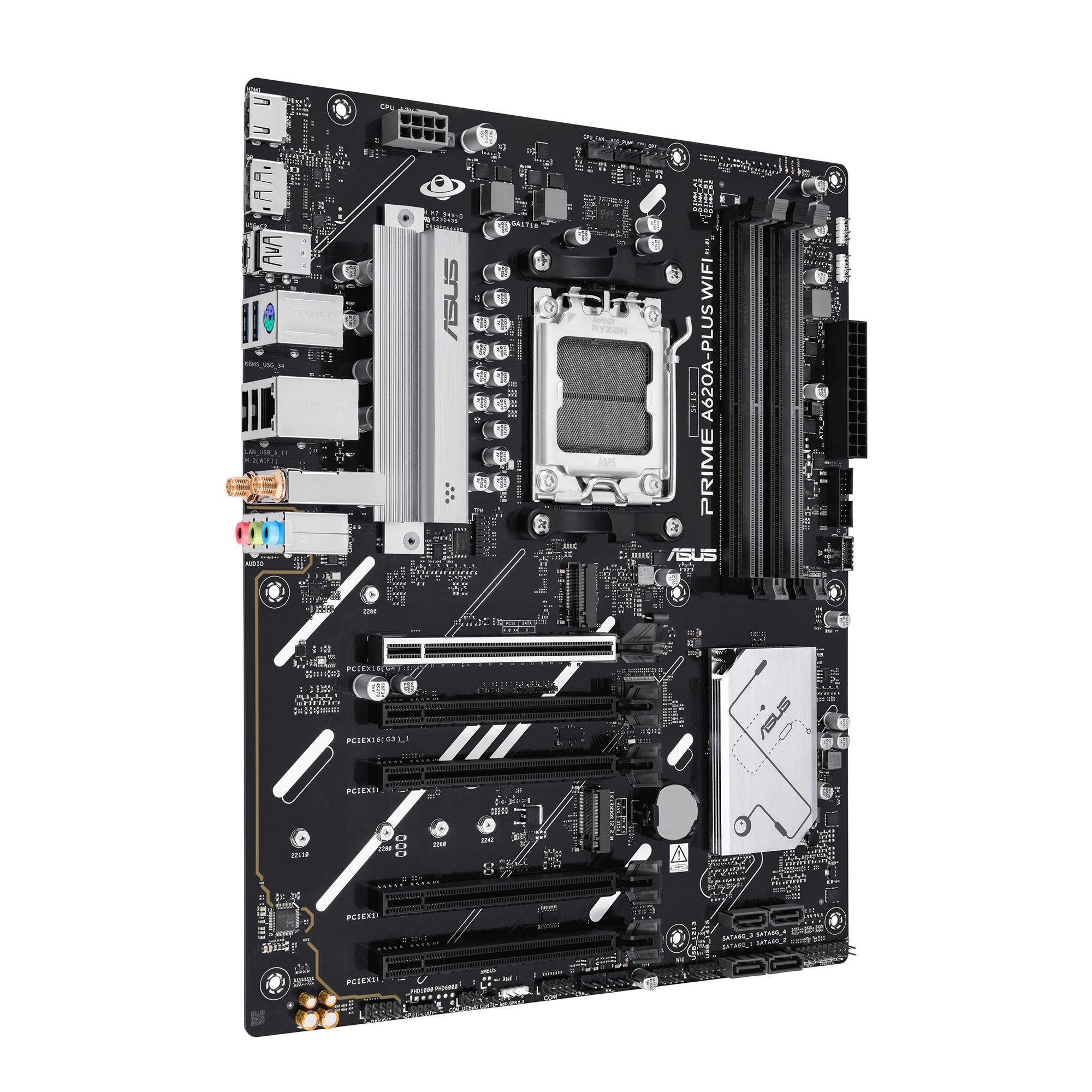 ASUS PRIME A620A-PLUS WIFI ATX motherboard 4xDDR5 1xPCIe 4.0 2xM.2 1xHDMI 1xDisplayPort 4xSATA