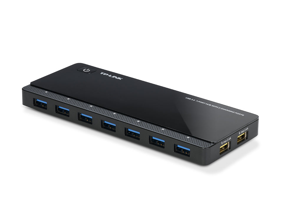 TP-LINK 7 ports USB 3.0 Hub with 2 power charge ports 2.4A Max Desktop a 12V/4A power adapter included
