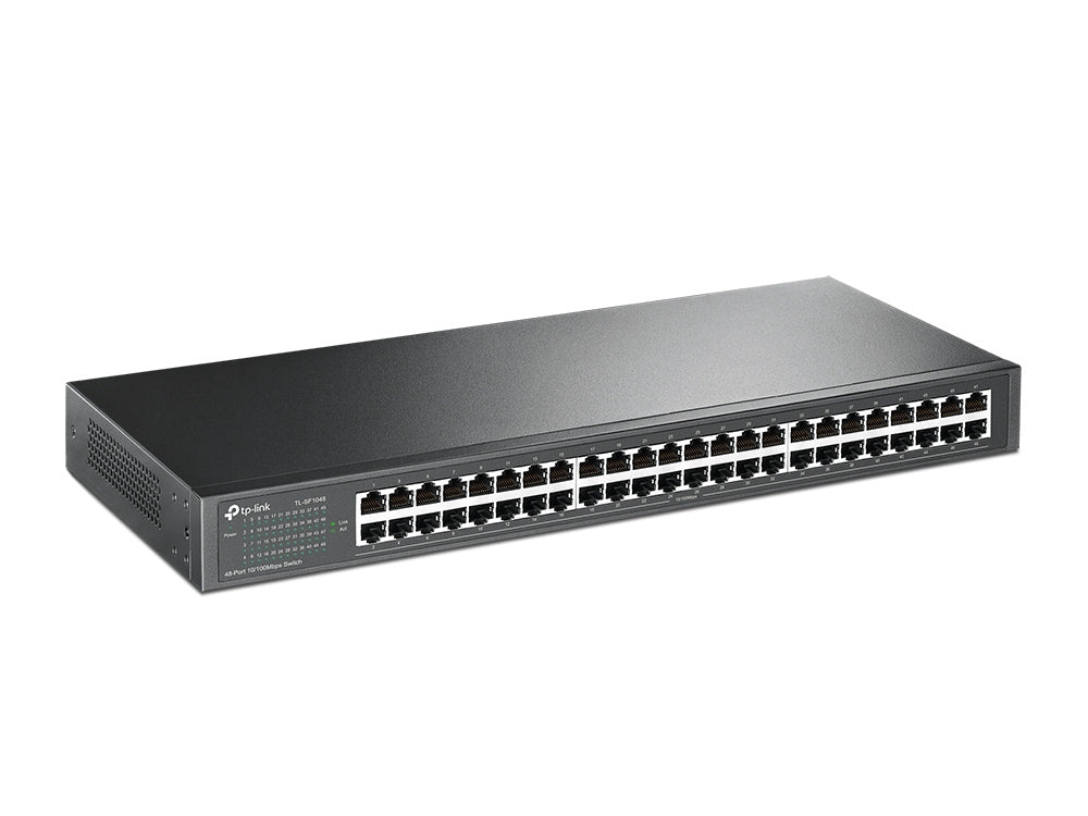 TP-LINK 48-port 10/100M Switch 48 10/100M RJ45 ports 1U 19-inch rack-mountable steel case