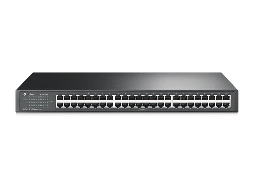 TP-LINK 48-port 10/100M Switch 48 10/100M RJ45 ports 1U 19-inch rack-mountable steel case