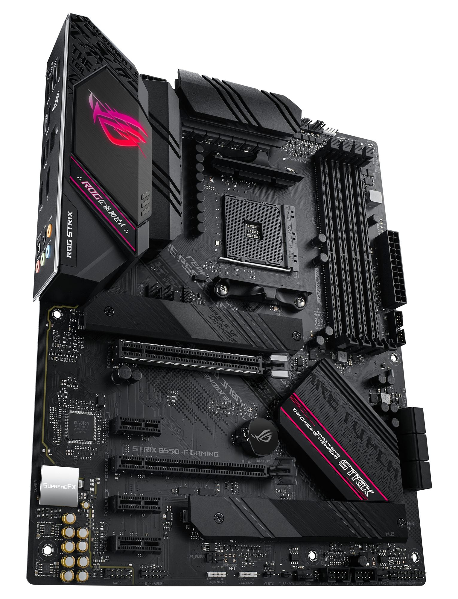 ASUS ROG STRIX B550-F GAMING ATX MB PCIe 4.0-ready dual M.2 USB3.2 Gen 2 Type-C plus HDMI2.1 and DisplayPort1.2 output support