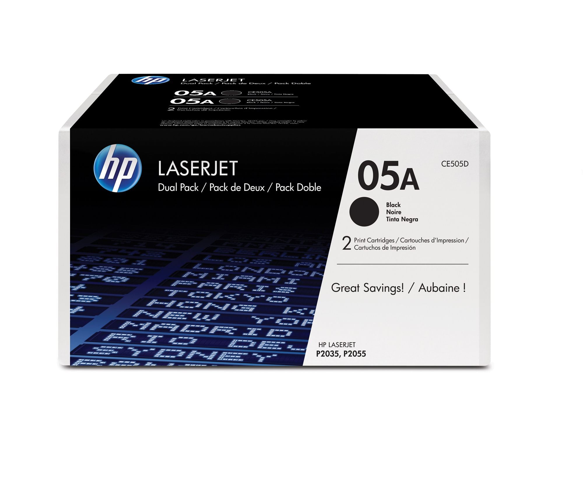 HP 05A original LaserJet Toner cartridge CE505D black standard capacity 2 x 2.300 pages 2-pack
