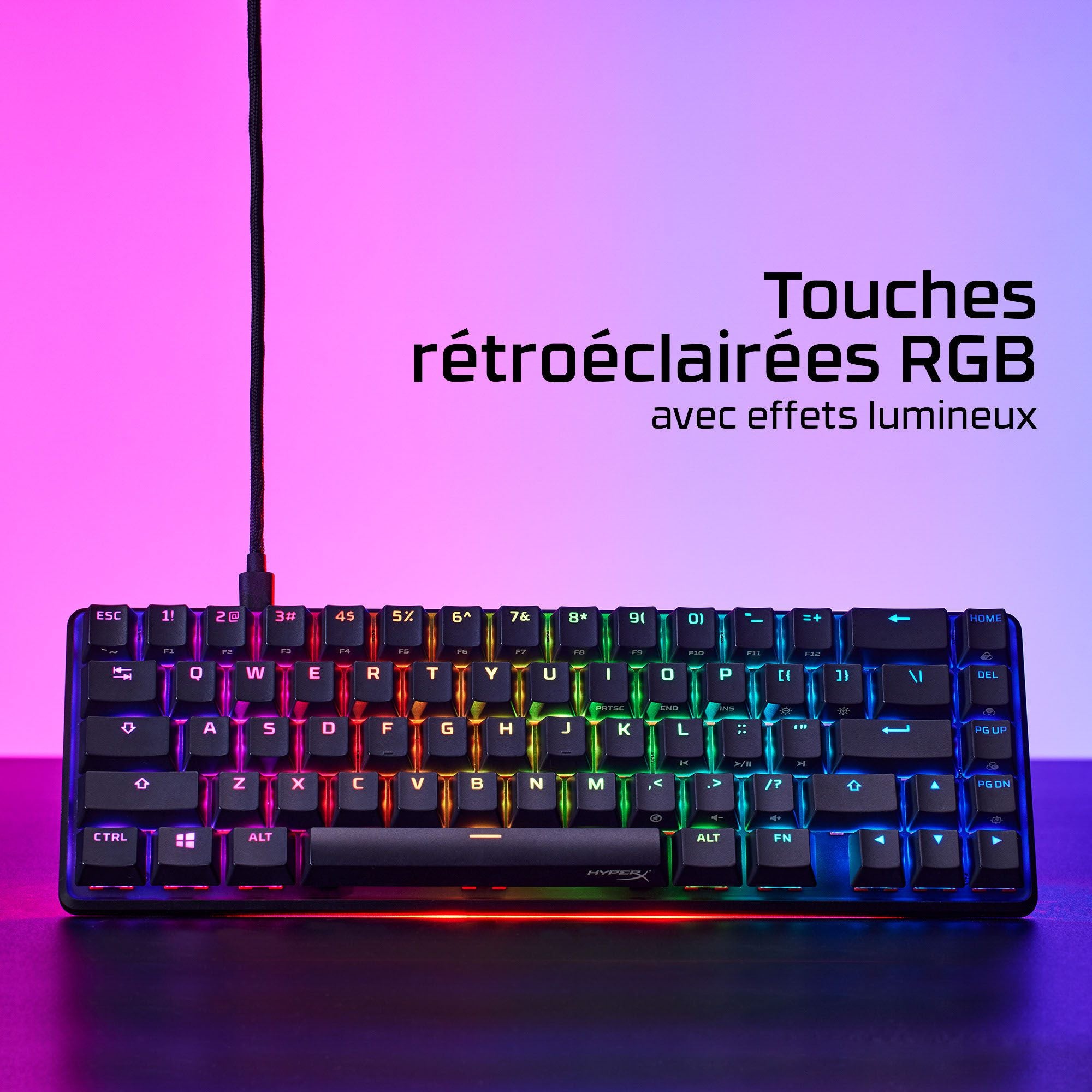 Clavier mécanique HyperX Alloy Origins 65 RGB - interrupteurs HX Red - QWERTY US INT