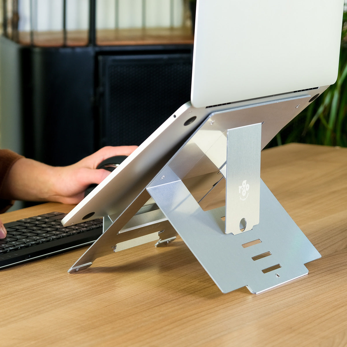 R-GO TOOLS Support pour PC portable Riser Flexible, argent