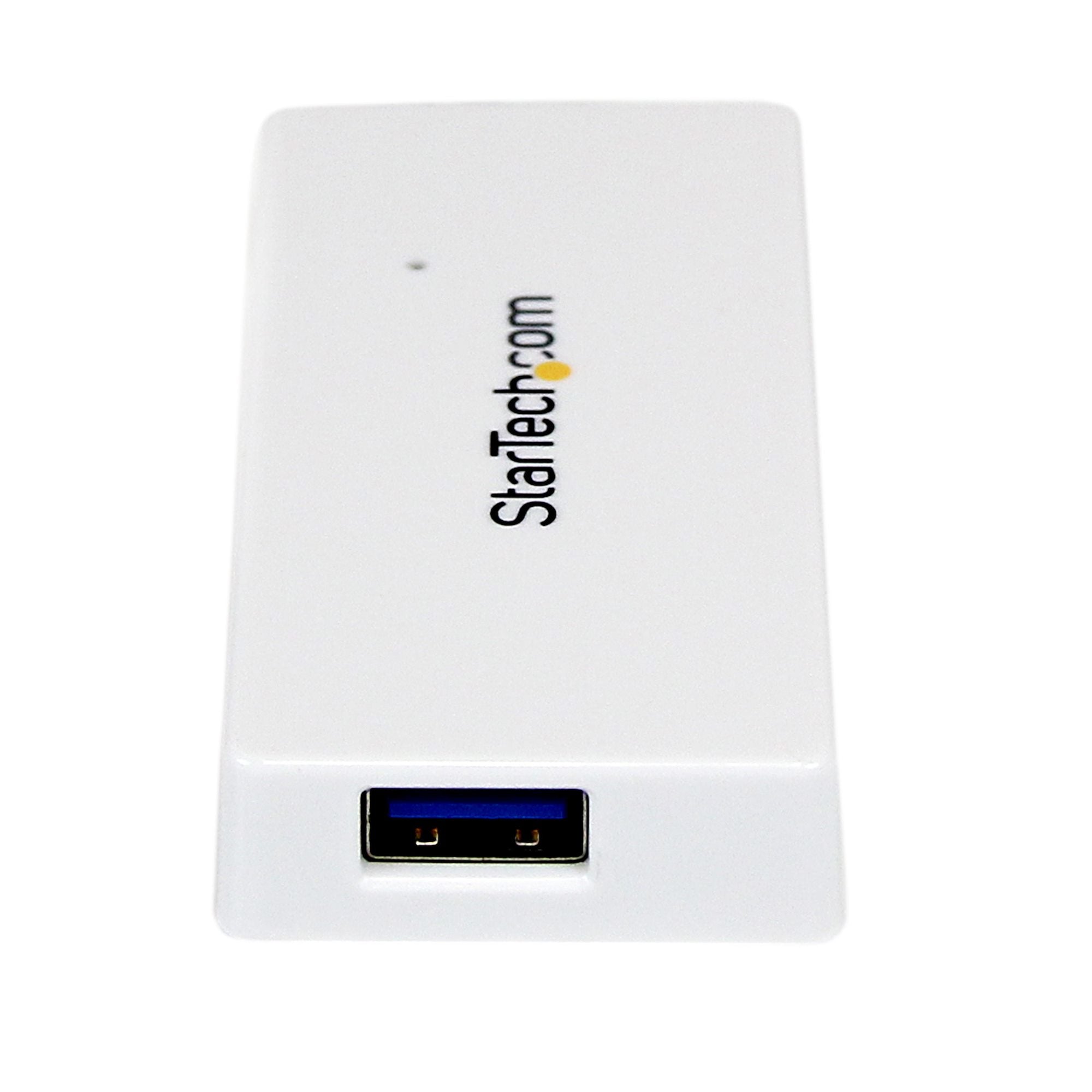 Portable 4 Port Mini USB 3.0 Hub - White