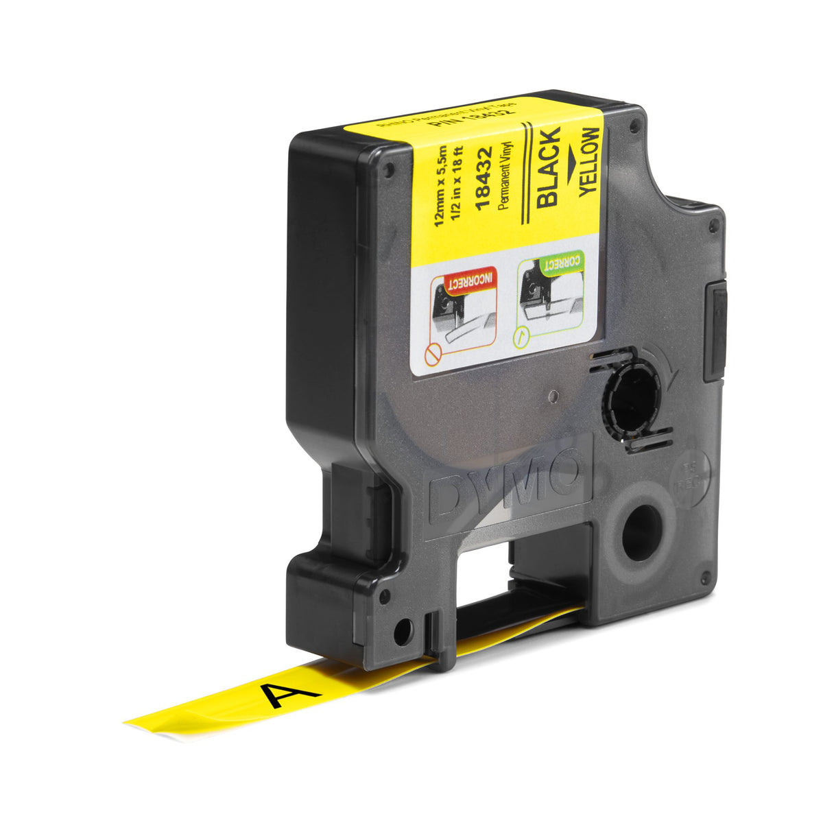DYMO Rhino Etiquette industrielle Vinyle 12 mm x 5,5 m noir/jaune