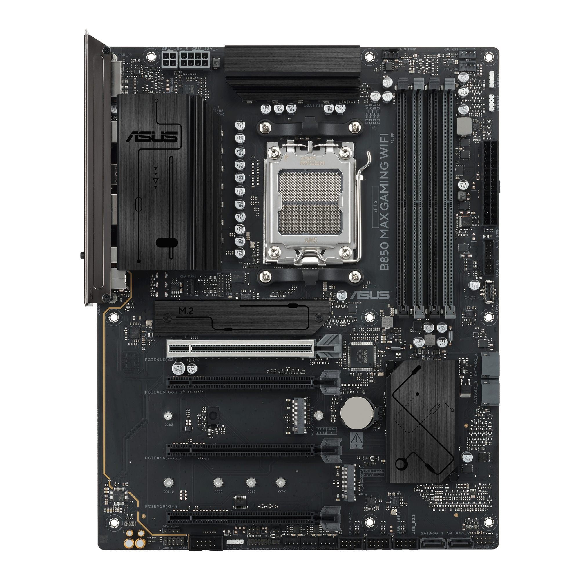ASUS B850 MAX GAMING WIFI ATX motherboard 4xDDR5 1xPCIe 5.0 3xM.2 1xHDMI 1xDisplayPort 4xSATA