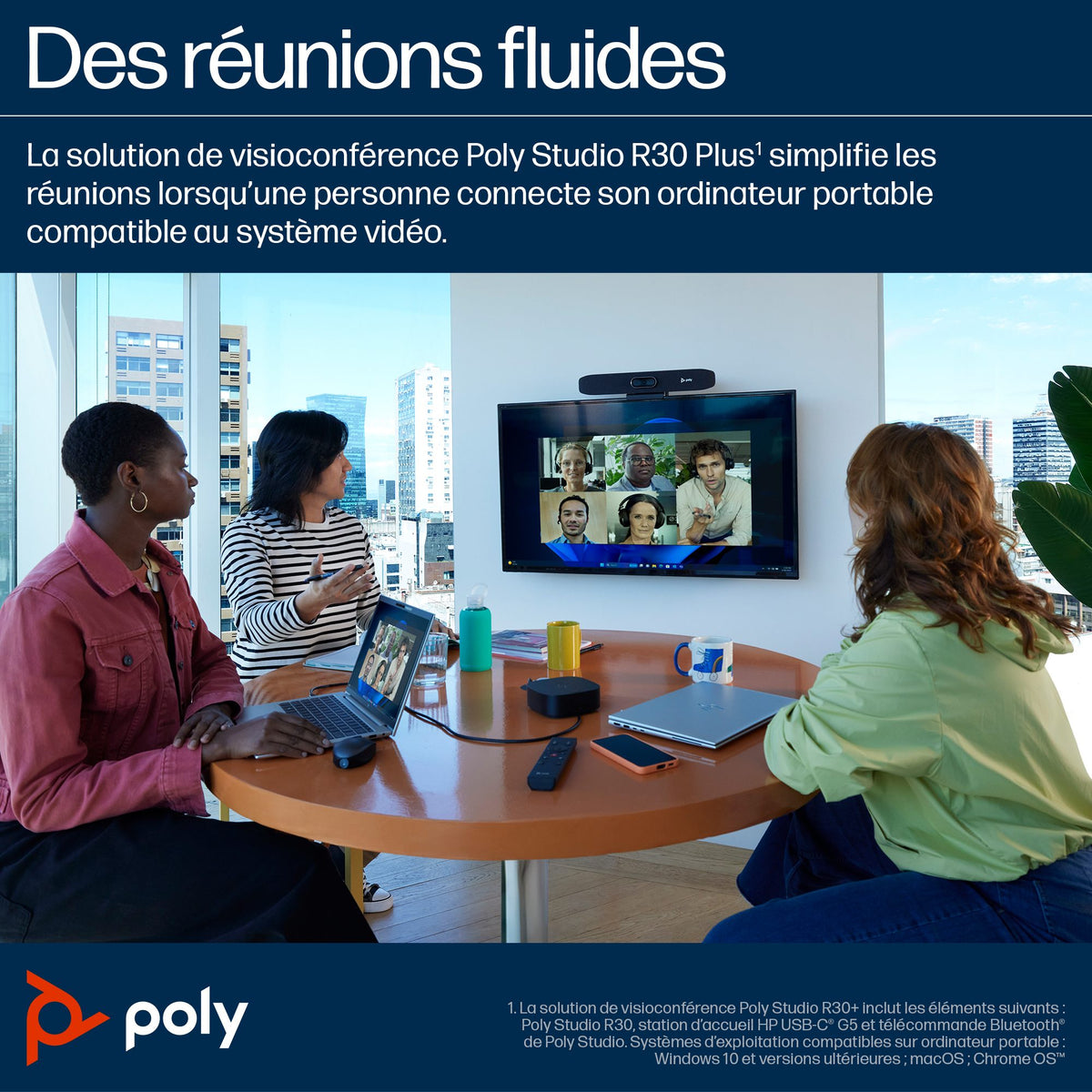 HP Poly Studio R30 Barre Vidéo USB Sans Radio GSA/TAA Sans localisation