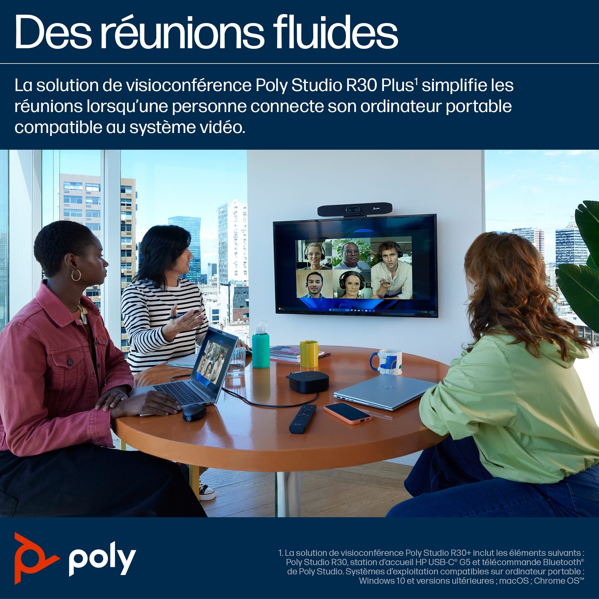 HP Poly Studio R30 Barre Vidéo USB Sans Radio GSA/TAA Sans localisation