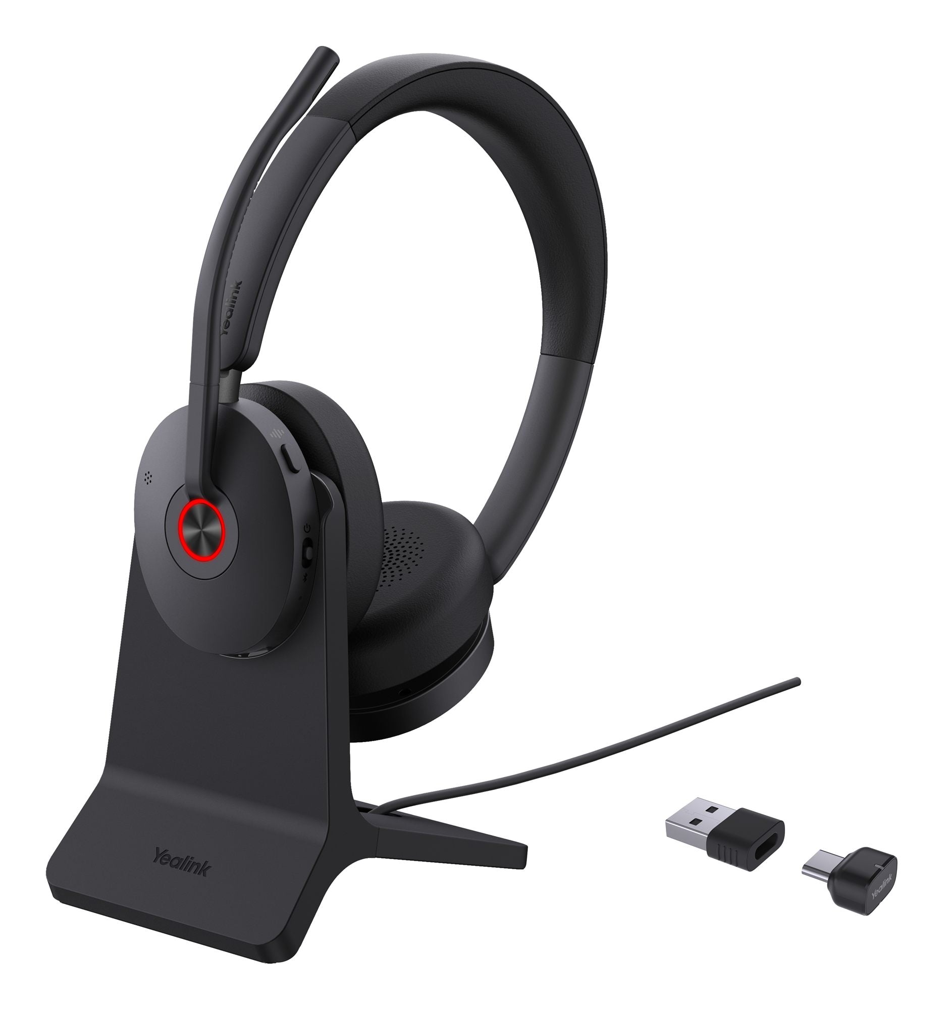 Yealink BH74 + Stand UC USB-C/A Sans fil Arceau Bureau/Centre d'appels USB Type-C / USB Type-A Bluetooth Socle de chargement Noir