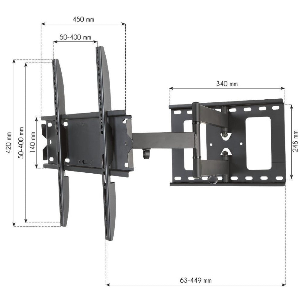 "Techly ICA-PLB 148M Support mural pour TV 23-55"" LED/LCD 45kg pivotant inclinable"