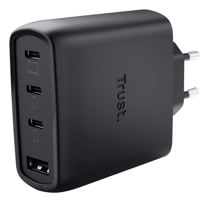 TRUST Chargeur MAXO USB 65 watts GAN 4 ports 3 USB-C + 1 USB-A + câble noir