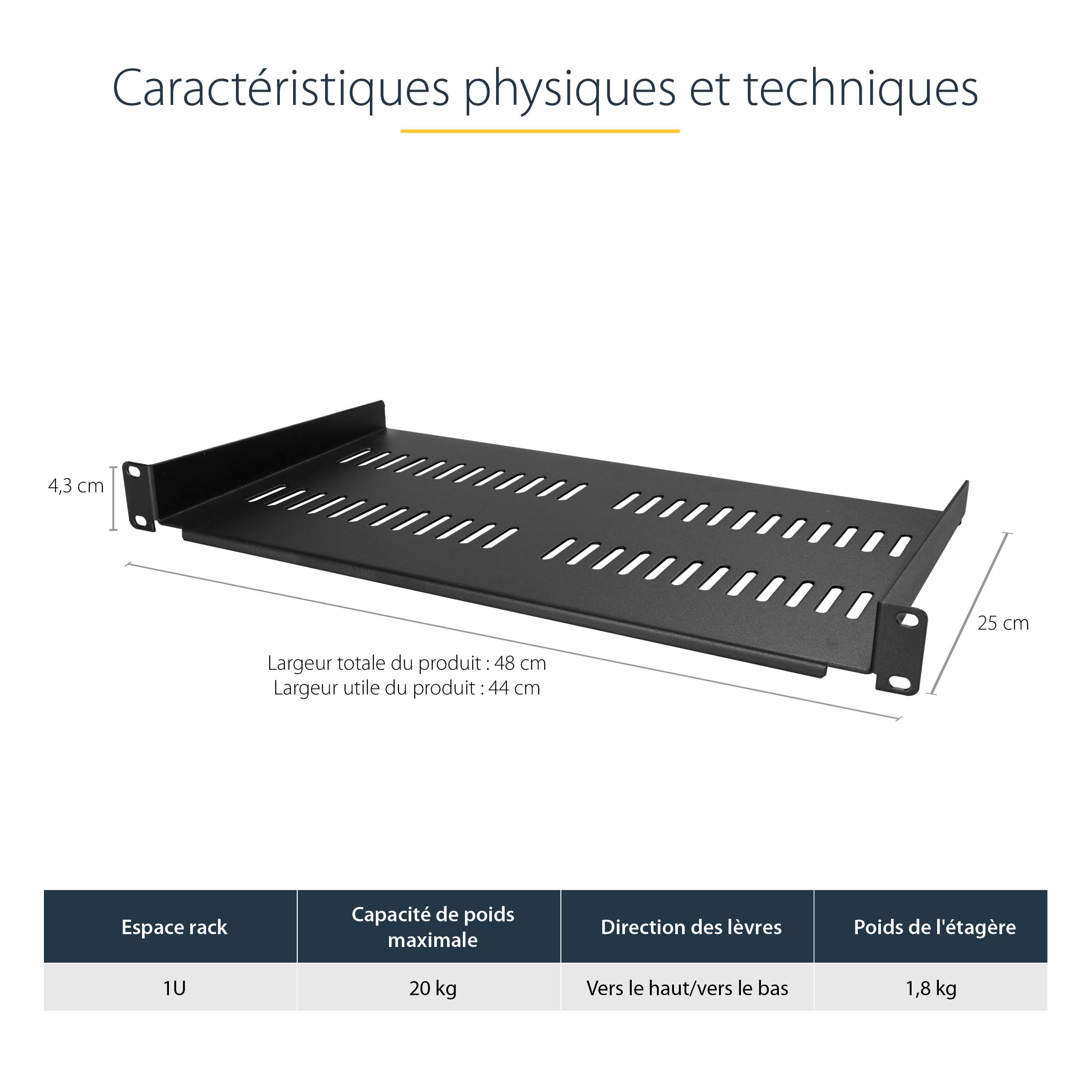 1U cantilever rack shelf