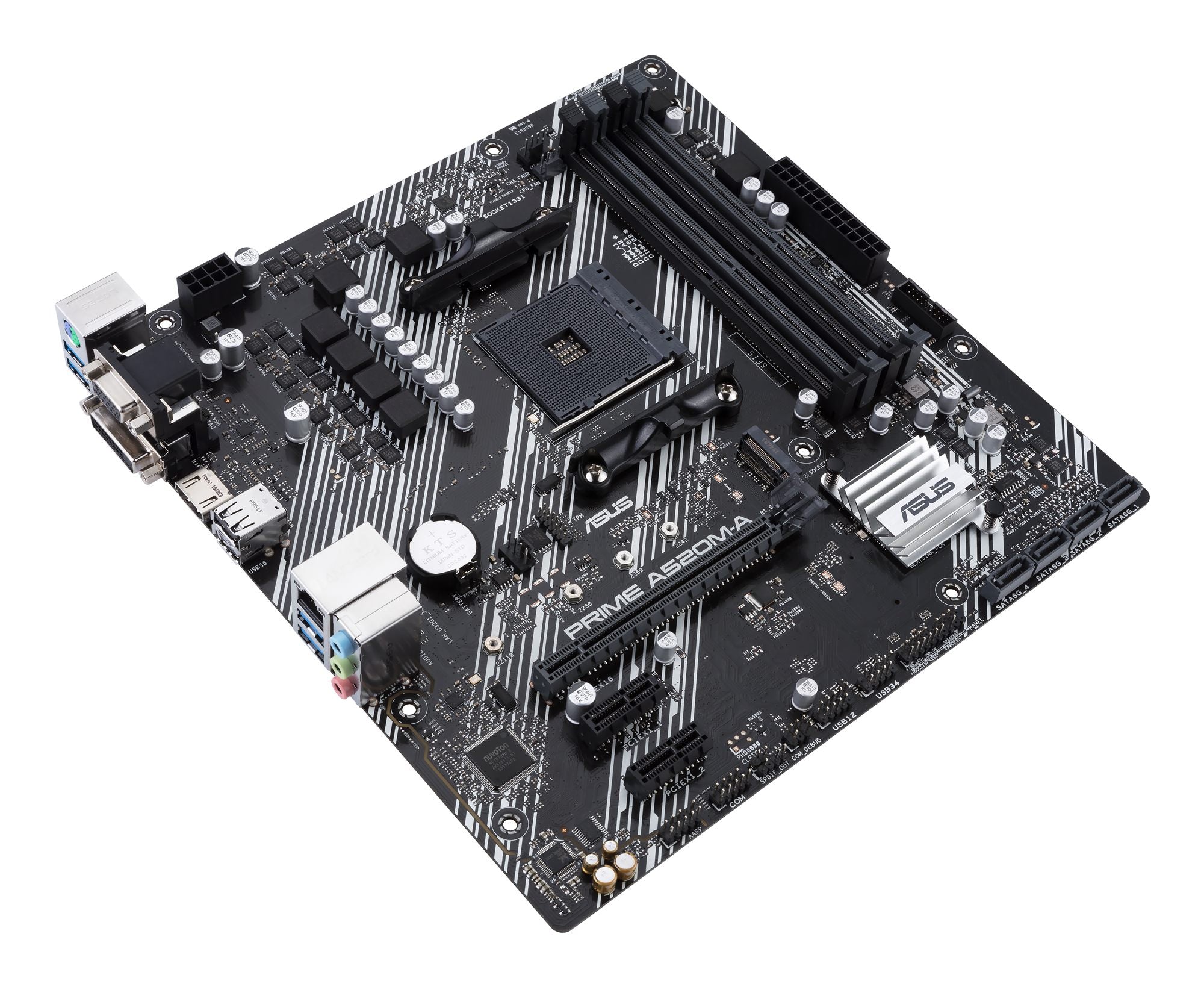 ASUS PRIME A520M-A II/CSM AMD A520 Socket AM4 mATX motherboard features M.2 DP HDMI D-Sub SATA 6 Gbps USB 3.2 Gen 1 ports