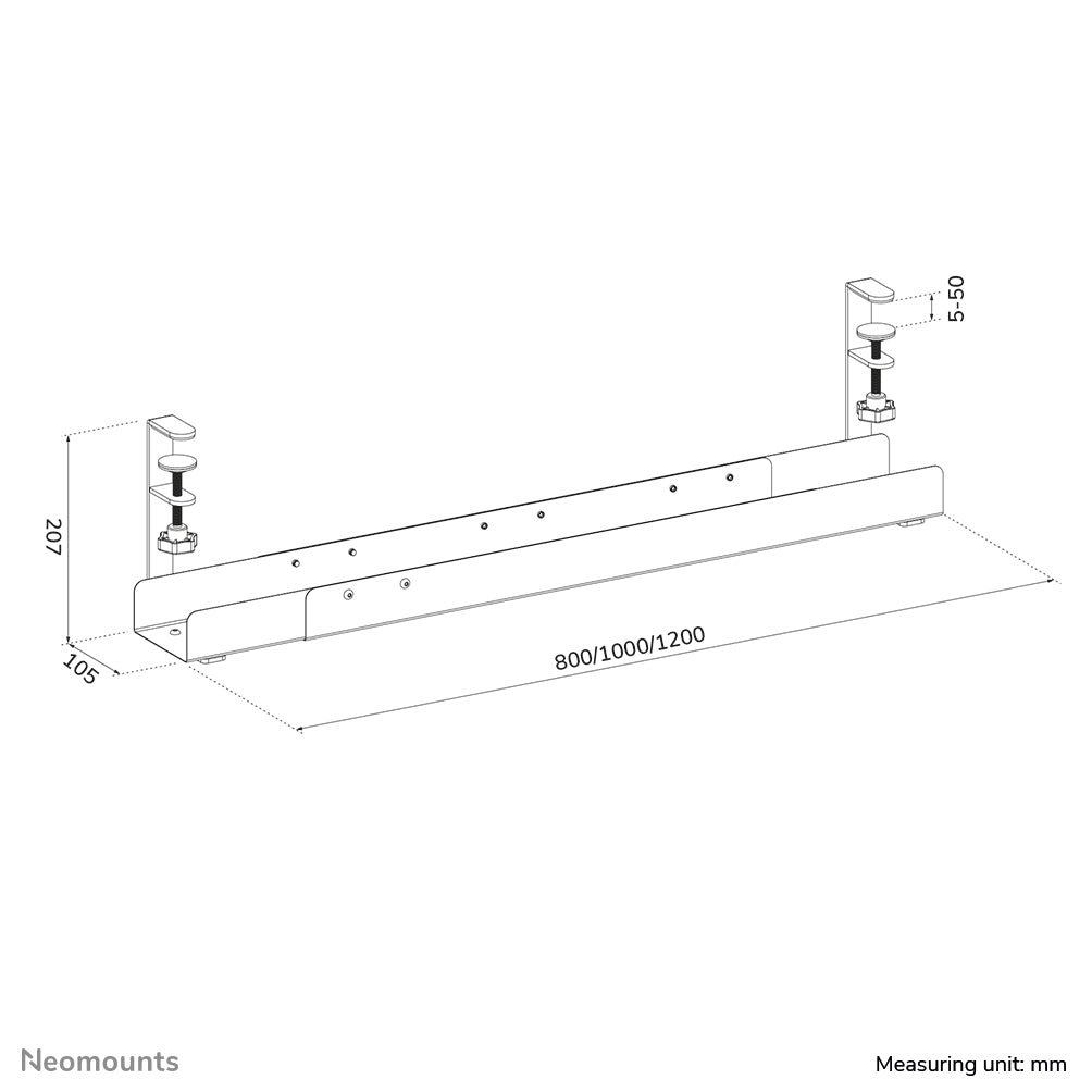 NEOMOUNTS Cable Management Tray max 5kg. clamp-on design universal white