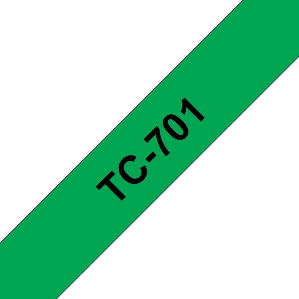 BROTHER P-TOUCH TC-701 noir sur vert 12mm