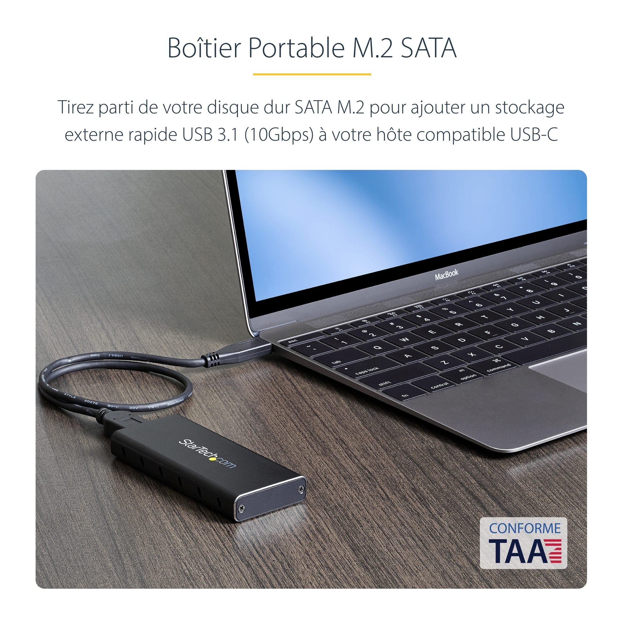 M.2 SATA Enclosure - USB 3.1w/USB C