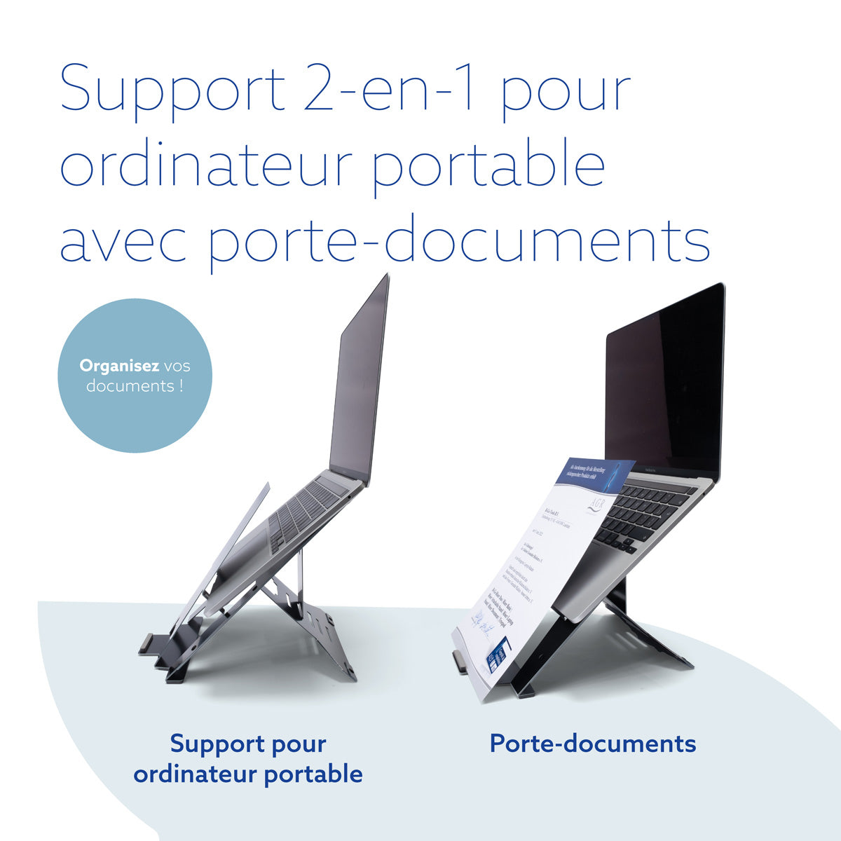 R-GO TOOLS Support pour PC portable Riser Document, noir
