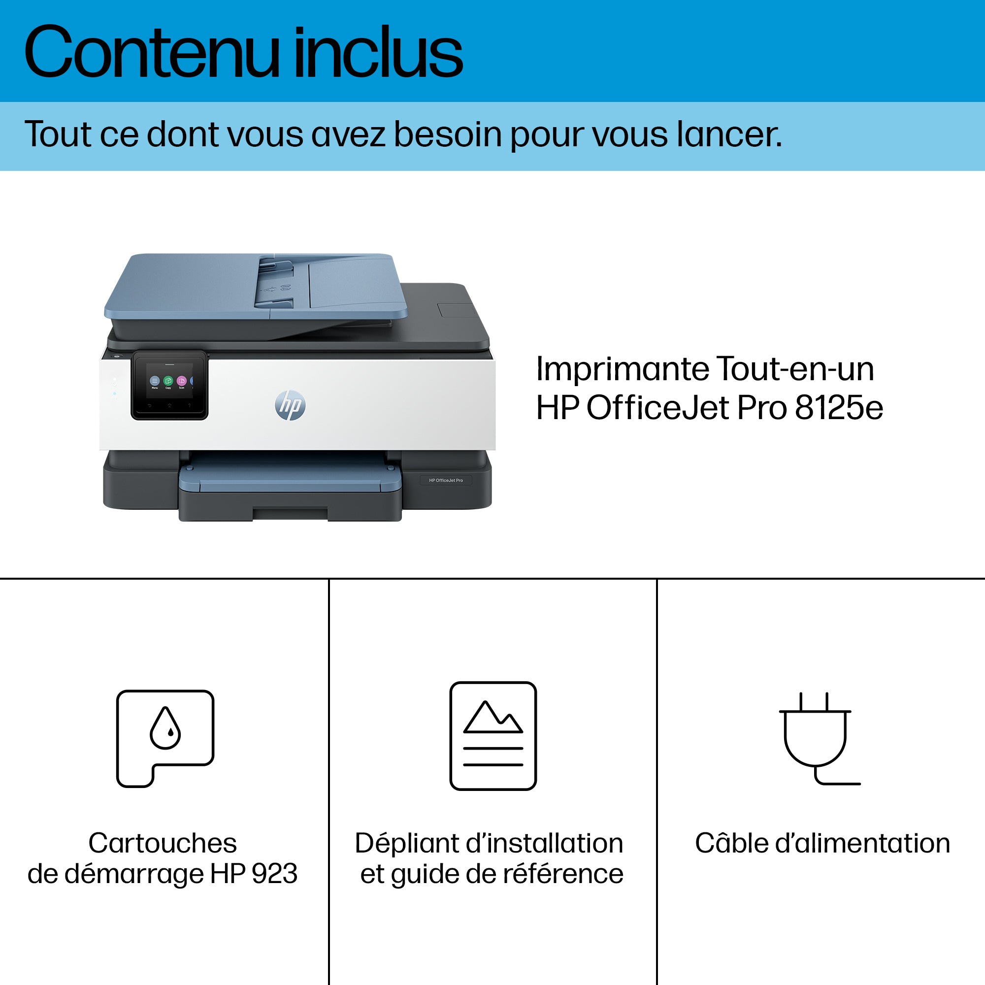 HP Officejet Pro 8125e All-in-One MFP colour inkjet A4 12ppm Copy 20ppm Print 225sheets USB Wi-Fi LAN dark surf blue