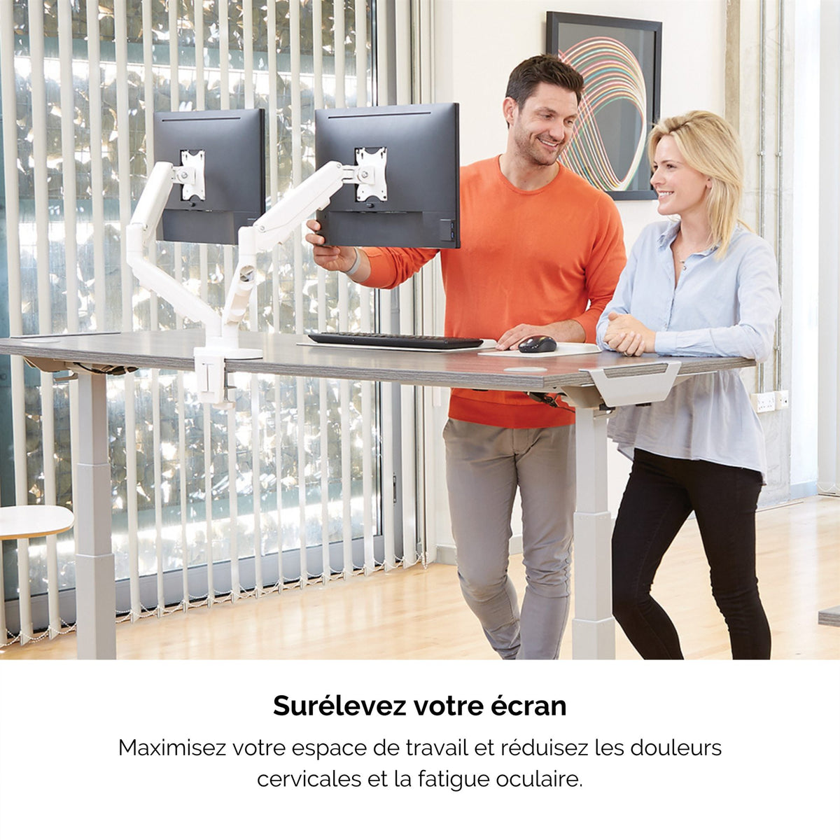 FELLOWES BRAS ARTICULE DOUBLE ECRAN EPPADUAL BLANC compatible jusqu’à 39 POUCES