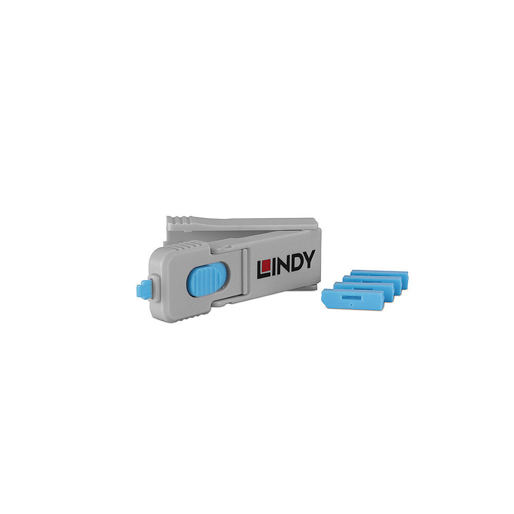 Lindy DisplayPort Port Blocker - 4 pieces + key, Blue