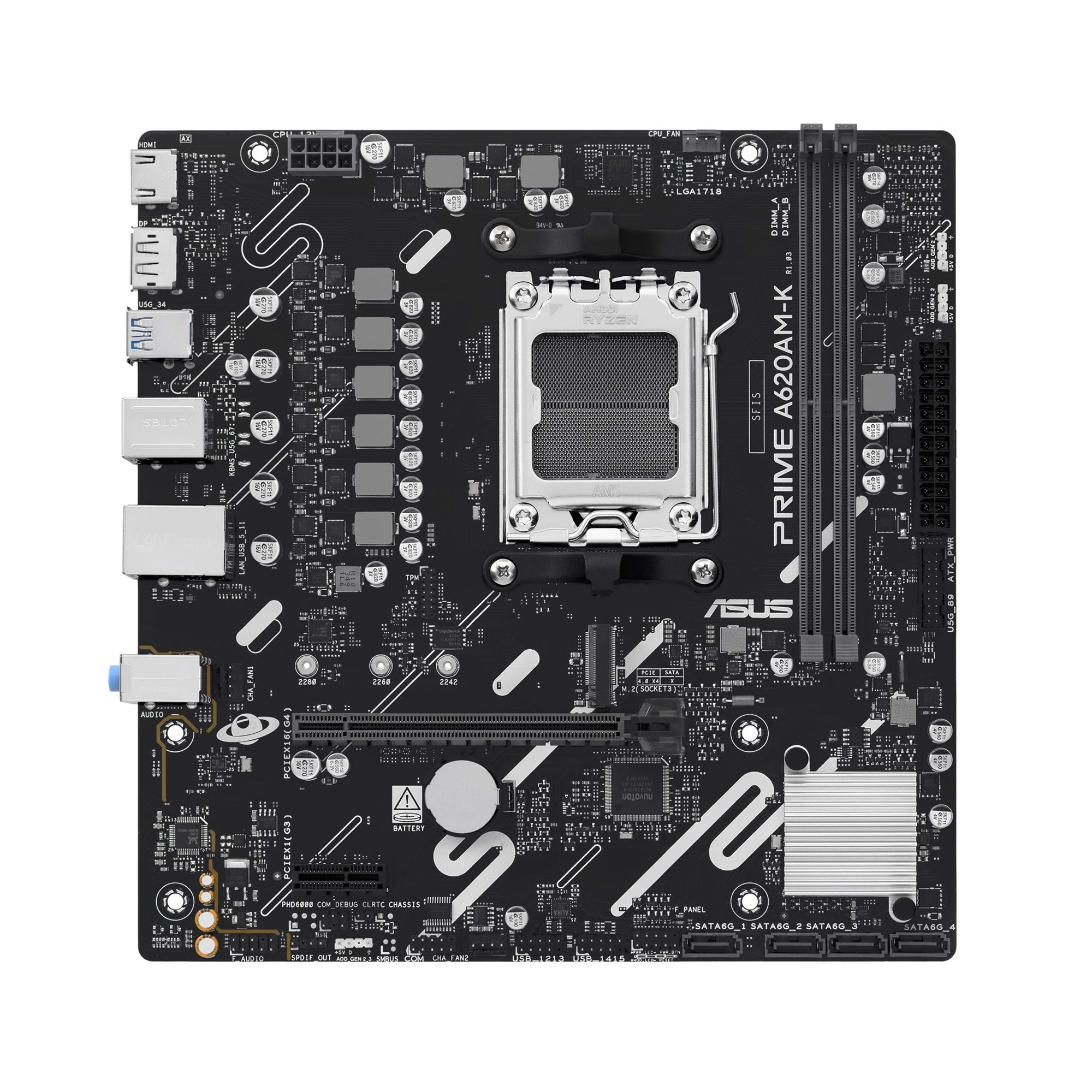 ASUS AMD A620A mATX motherboard 2xDDR5 1xHDMI 2.1 1xDP 1.4 1xM.2 4xSATA