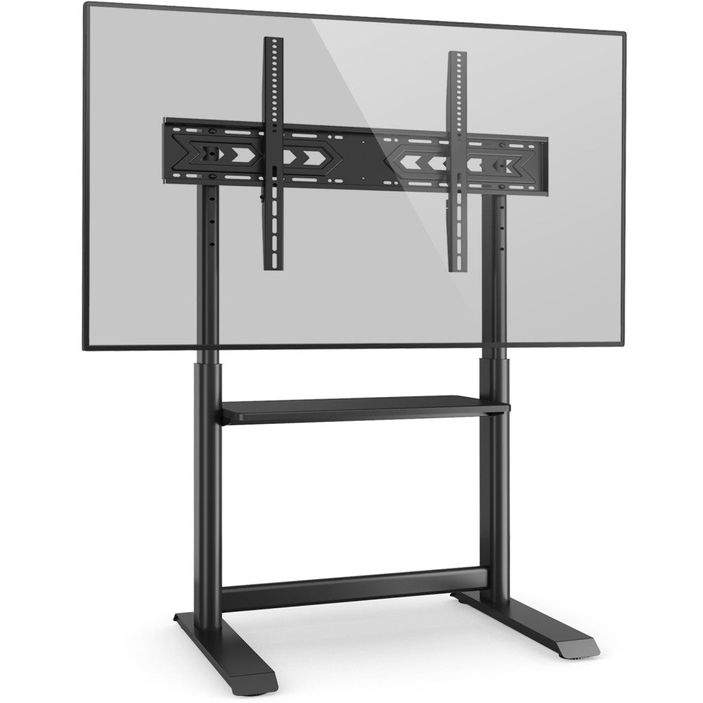 "Techly ICA-TR130BK Support de sol pour TV 60-86"" jusqu'a 68kg réglable avec étagere AV"