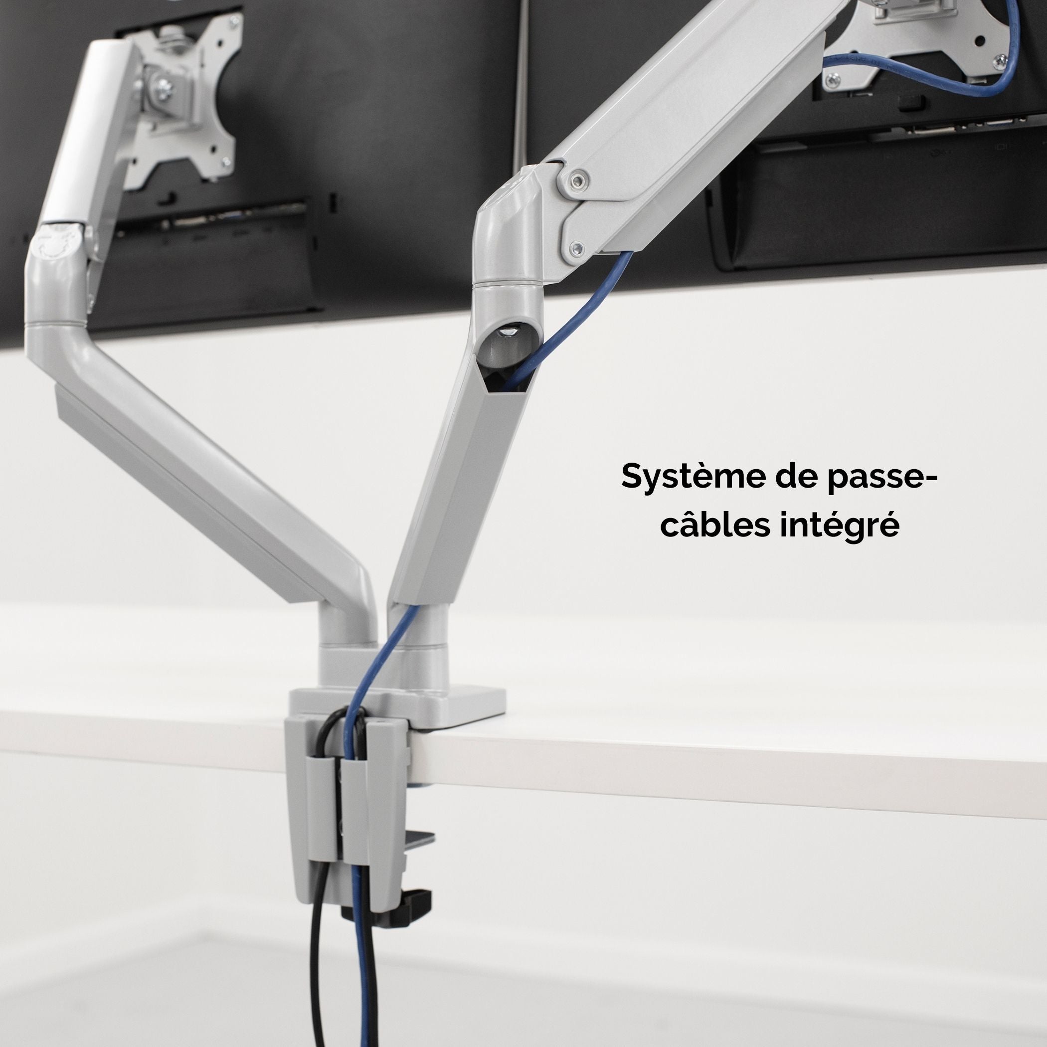 FELLOWES Bras Porte-Ecrans Double Gris Platinum Series