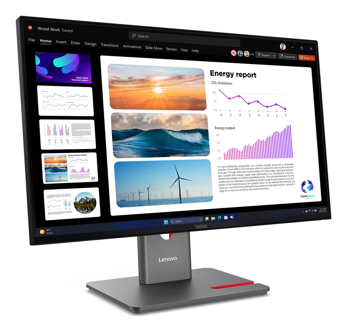 LENOVO ThinkVision P24Q-40 LED Écran 24p 2560x1440 QHD 120Hz IPS 300cd/m2 1500:1 HDR10 4ms HDMI DisplayPort DaisyChain