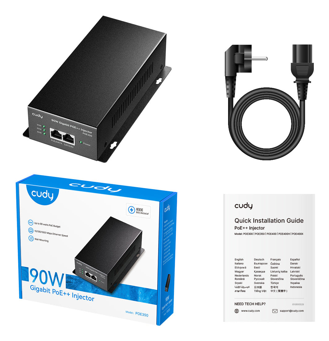 Cudy POE350 adaptateur et injecteur PoE Gigabit Ethernet 52 V