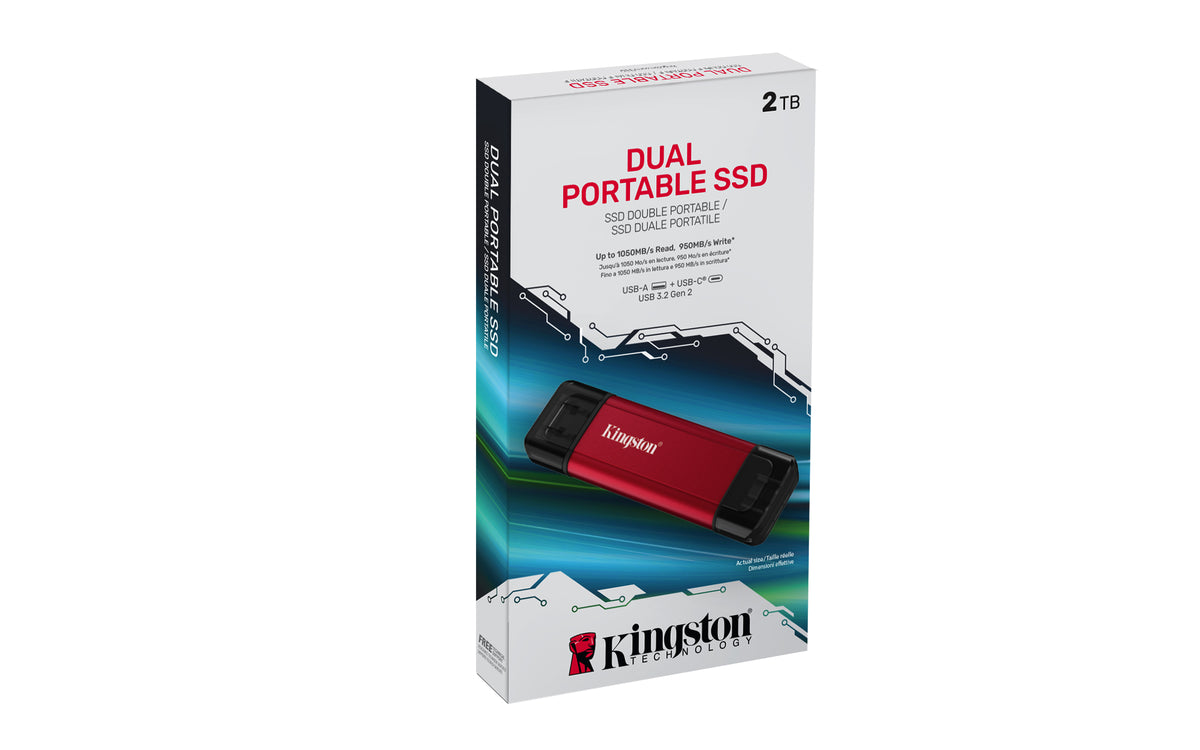 KINGSTON 2To Dual USB-A/C Portable SSD Up to 1050Mo/s USB 3.2 Gen 2