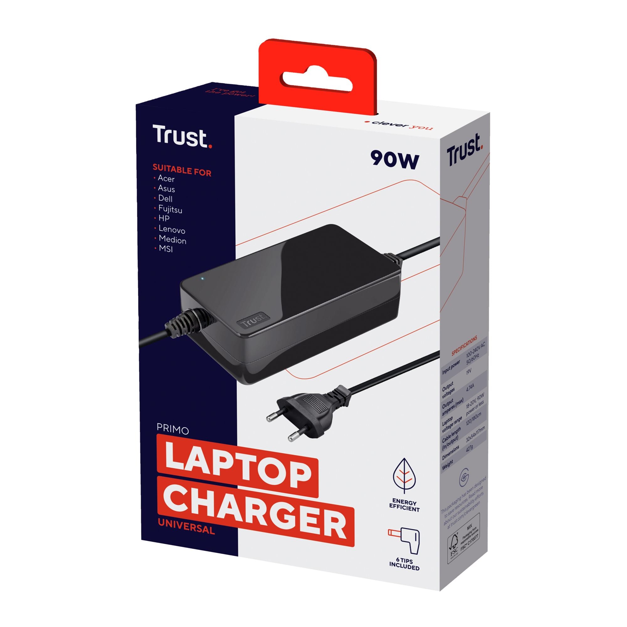 TRUST Alimentation universelle PRIMO 90W pour ordinateur portable