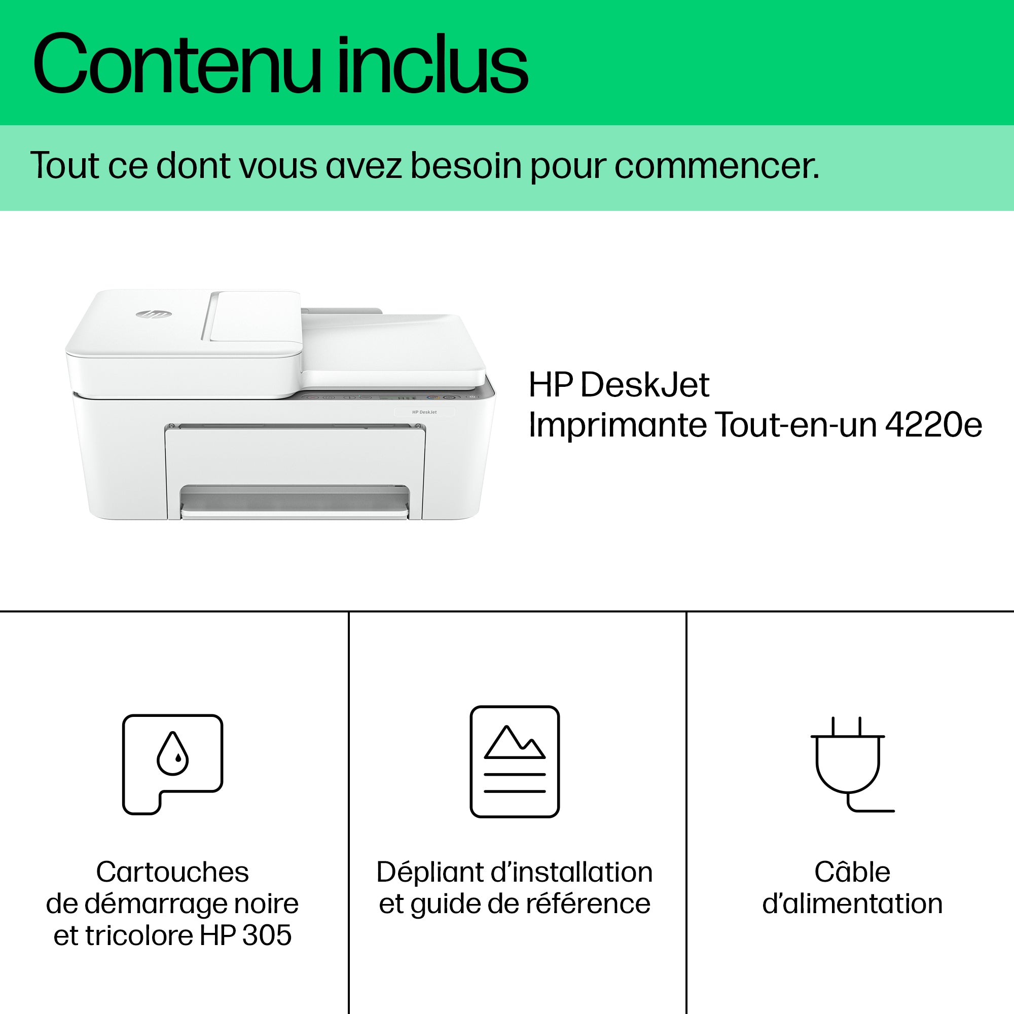 HP DeskJet 4220e All-in-One Printer A jet d'encre thermique A4 4800 x 1200 DPI 8,5 ppm Wifi