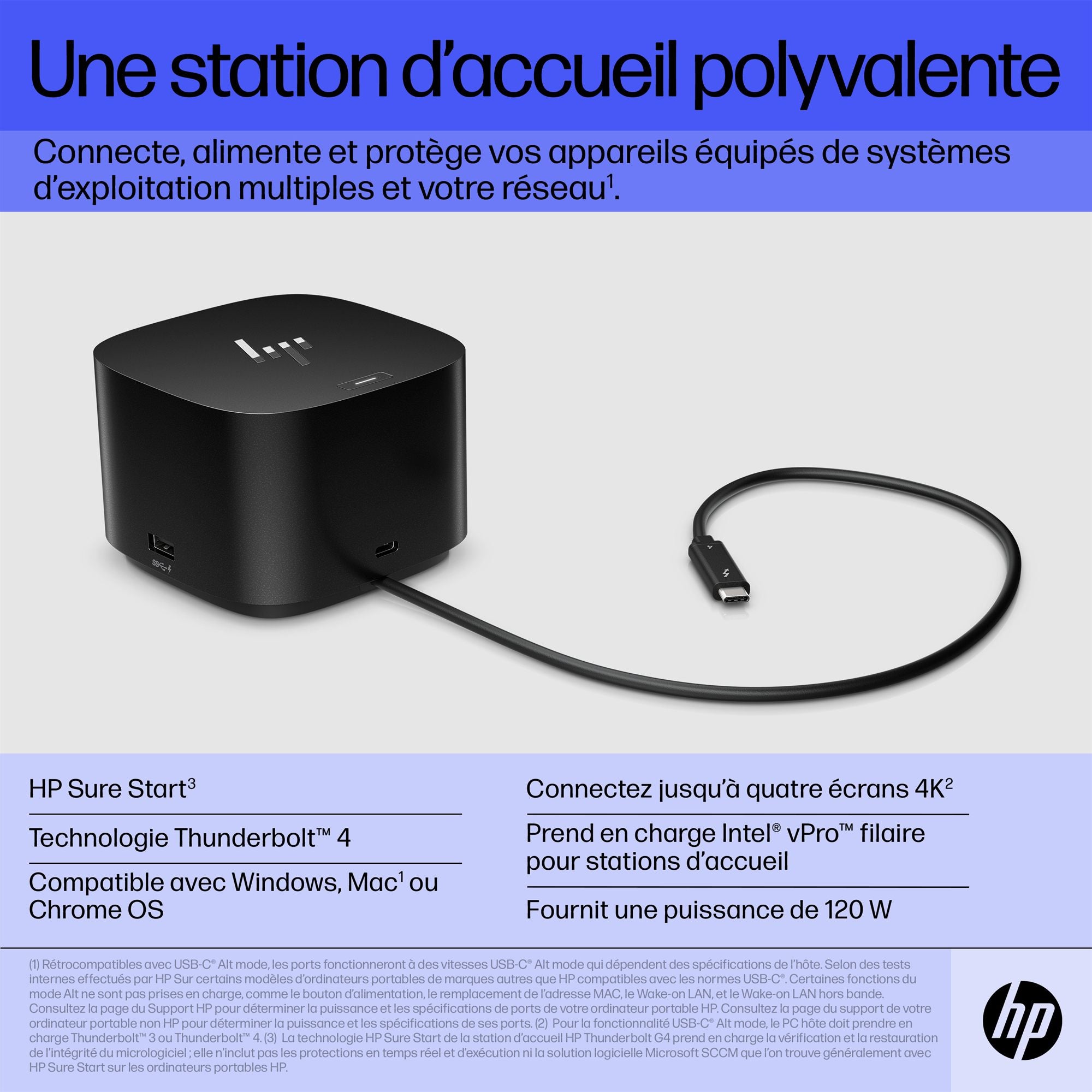 HP Thunderbolt 120W G4 Dock Avec fil Thunderbolt 4 Noir