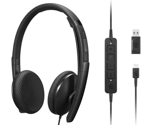 LENOVO - Combiné VoIP - sur-oreille - filaire - USB-C - noir - ThinkRed