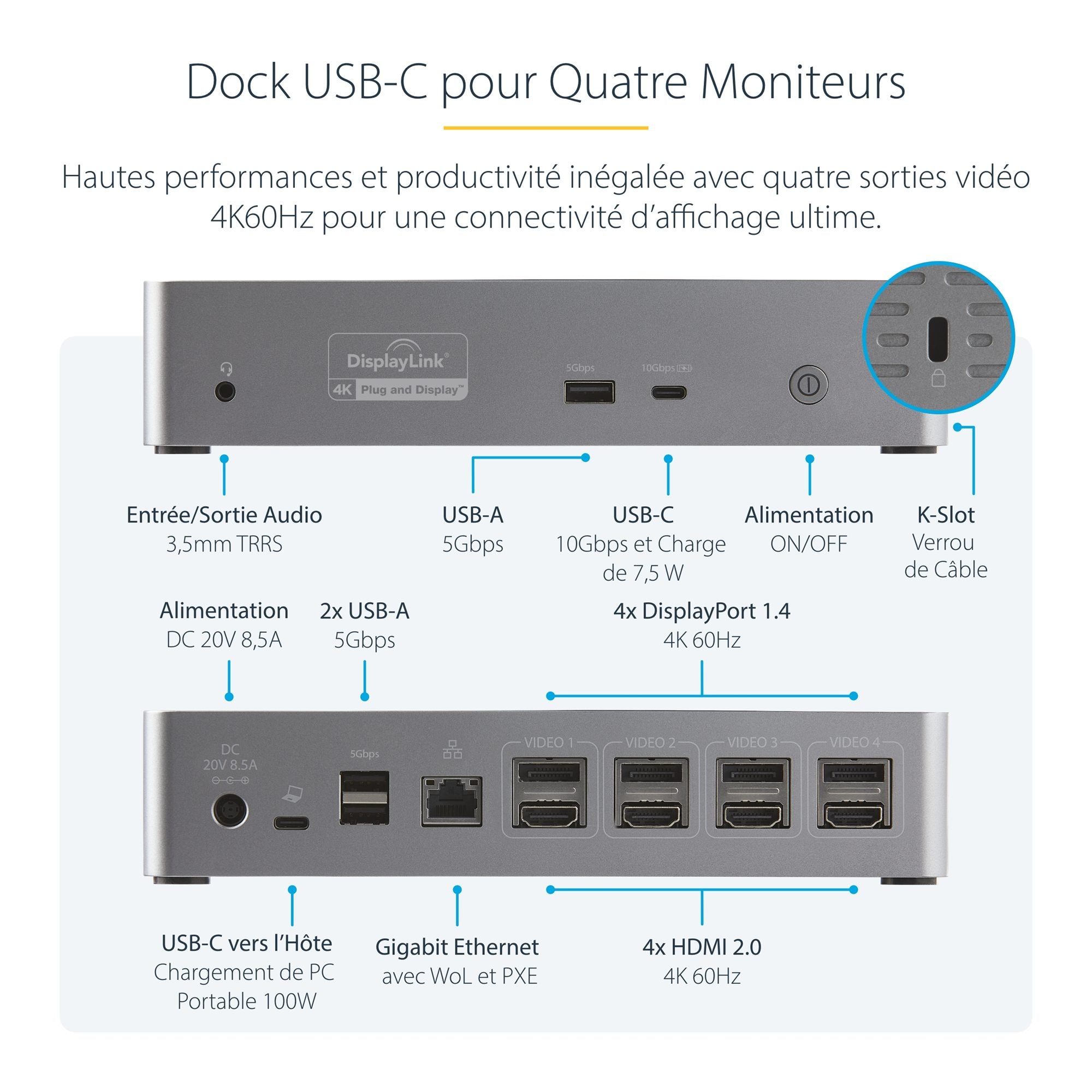 USB-C Dock - 4K Quad Monitor - 100W PD