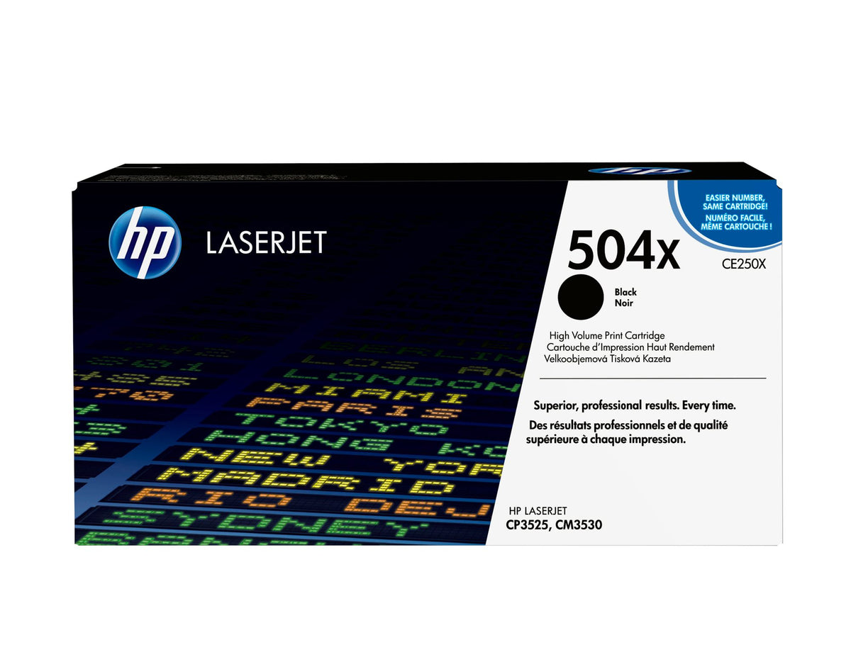 HP 504X original Colour LaserJet Toner cartridge CE250X black high capacity 10.500 pages 1-pack ColorSphere